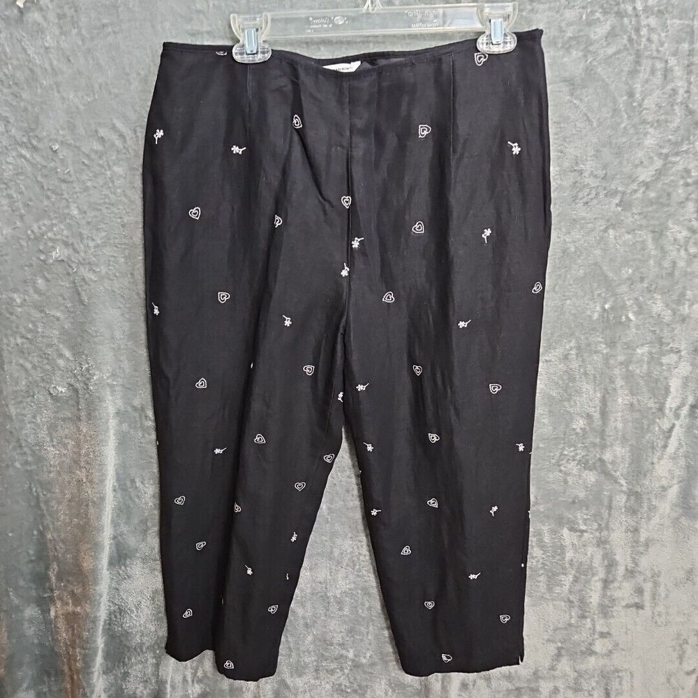 Richard Malcom Silk Linen Capri Women's sz 12 black heart lined